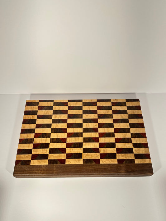 Exquisite Handcrafted Hardwood Cutting Board - Black Walnut, Zebra Maple, Padauk - 17" x 11