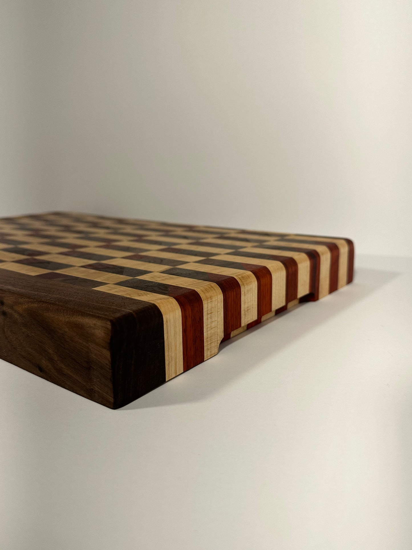 Exquisite Handcrafted Hardwood Cutting Board - Black Walnut, Zebra Maple, Padauk - 17" x 11