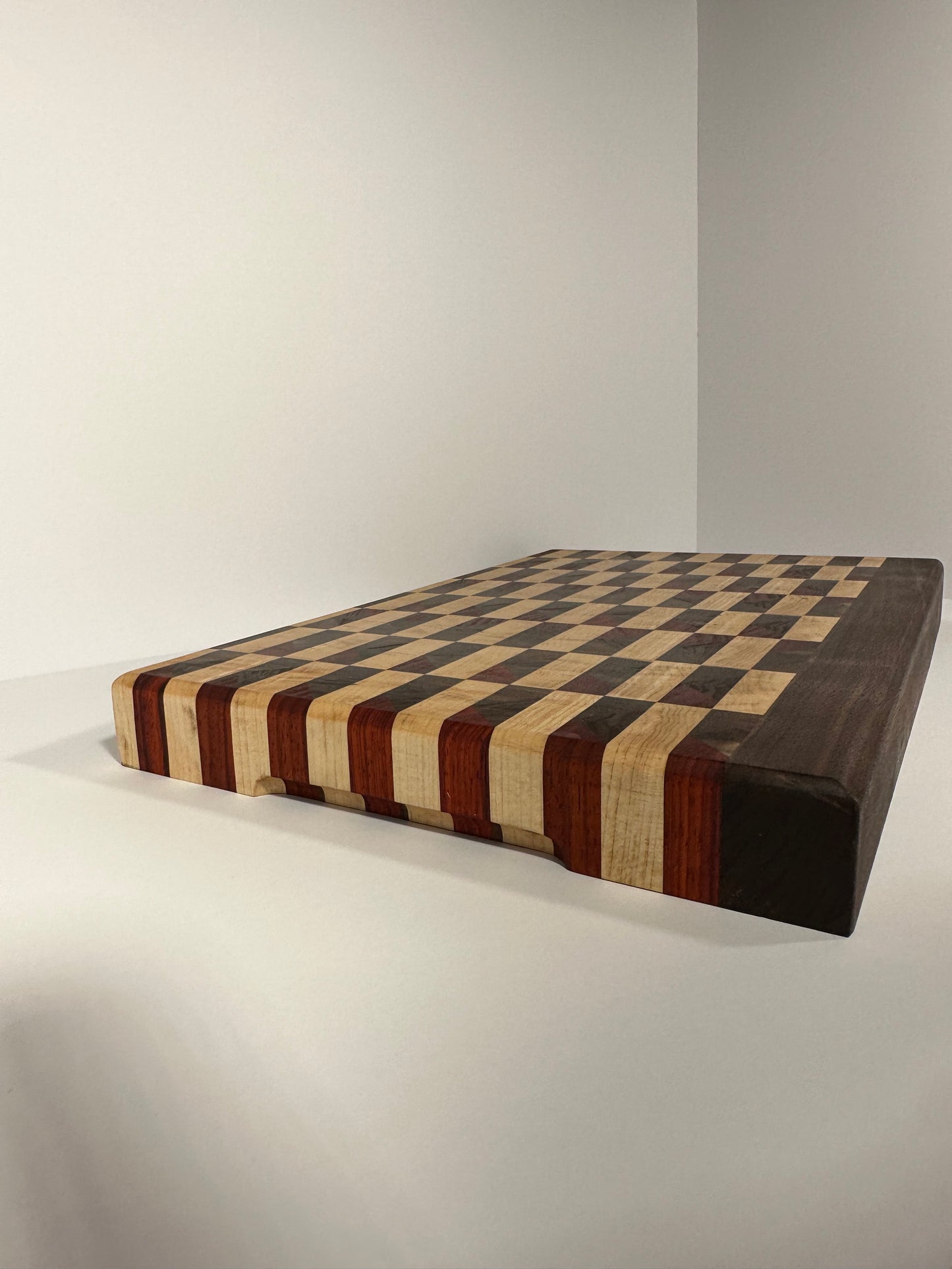 Exquisite Handcrafted Hardwood Cutting Board - Black Walnut, Zebra Maple, Padauk - 17" x 11