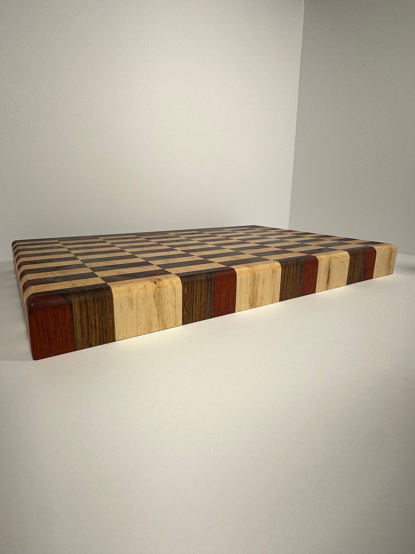 Exquisite Handcrafted Hardwood Cutting Board - Black Walnut, Zebra Maple, Padauk - 17" x 11