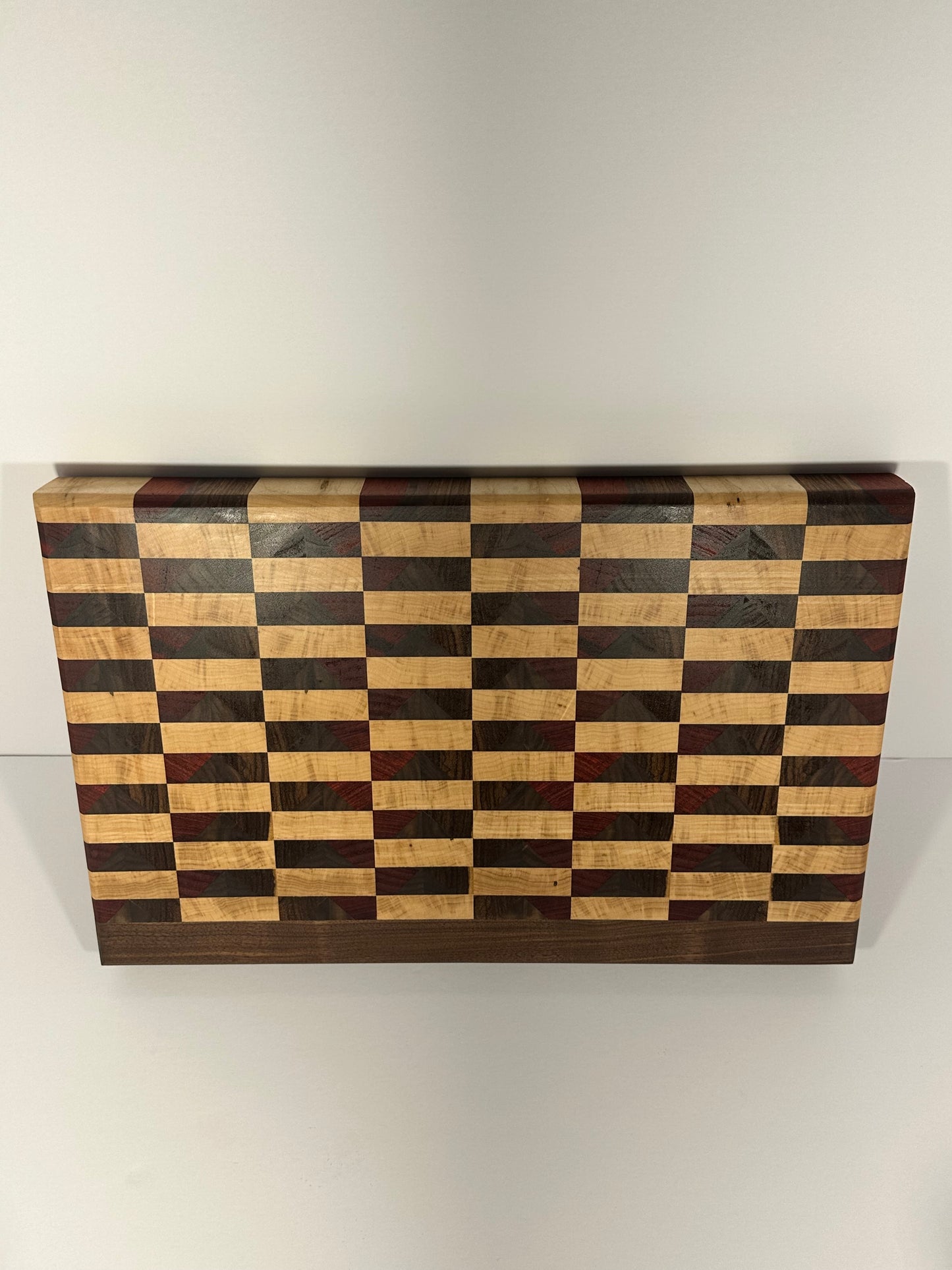 Exquisite Handcrafted Hardwood Cutting Board - Black Walnut, Zebra Maple, Padauk - 17" x 11